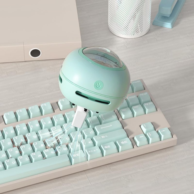 ODISTAR Desktop Vacuum Cleaner, Mini Table Dust Sweeper Energy Saving,High Endurance up to 400 mins,360º Rotatable Design for Keyboard/Home/School/Office(Green) - Image 3